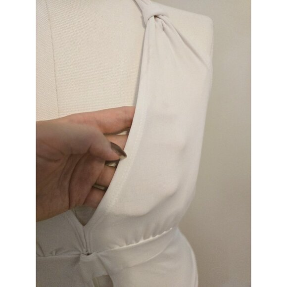 Vintage Y2K White Halter Top Cut Out V Neck Keyhole Cute Going Out Beach Sz M - Picture 5 of 8